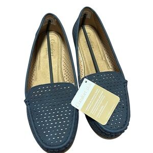 NWT Comfort Plus navy blue perforated slip-on loafers Women Size 10 memory foam